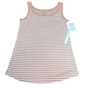 CASLON Cotton White and Coral Striped Tank Top - Size Medium, New With Tag